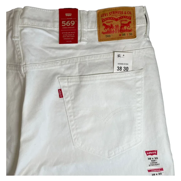 Levi Strauss & Co. 569 Loose Straight White Jeans 38x30 - Picture 6 of 10